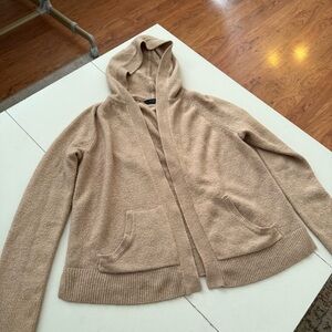 Denver Hayes Beige Tan Boho Marled Knit Hooded Cardigan Cozy Chic Cottagecore